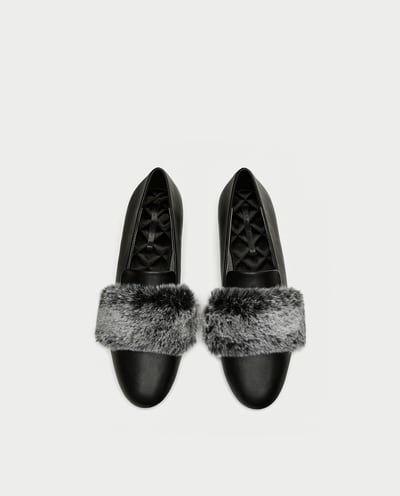 ZARA lordsy czarne mokasyny z futerkiem futerko 37 NOWE