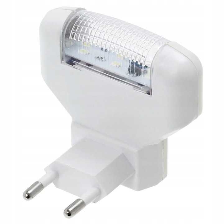 Mini lampka NOCNA LED 1W DO GNIAZDKA Z Wyłącznikiem Kątowa Biała SUPER