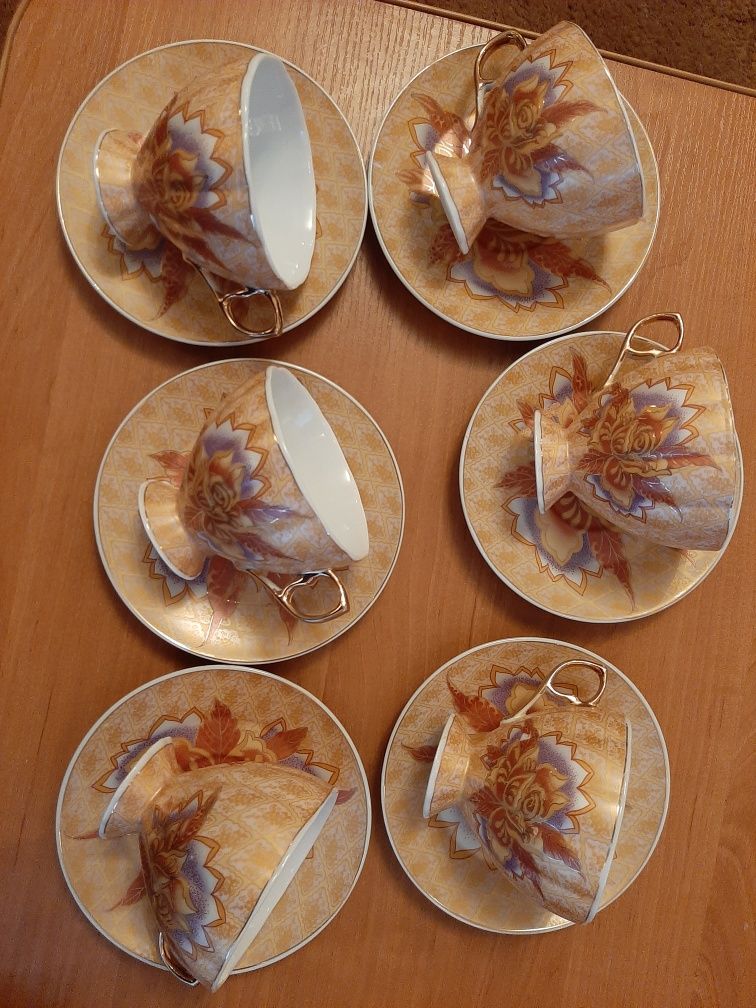 Японский набор сервиз чайный кофейный фарфор Yamasen Gold 12 предметов