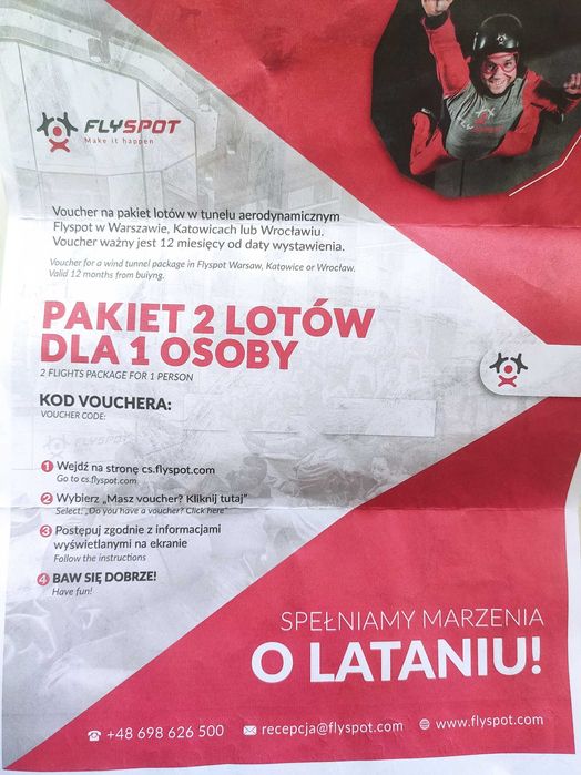 Voucher flyspot 2loty dla jednej osoby