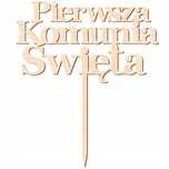 Topper Na Tort - Drewniany Pierwsza Komunia Święta