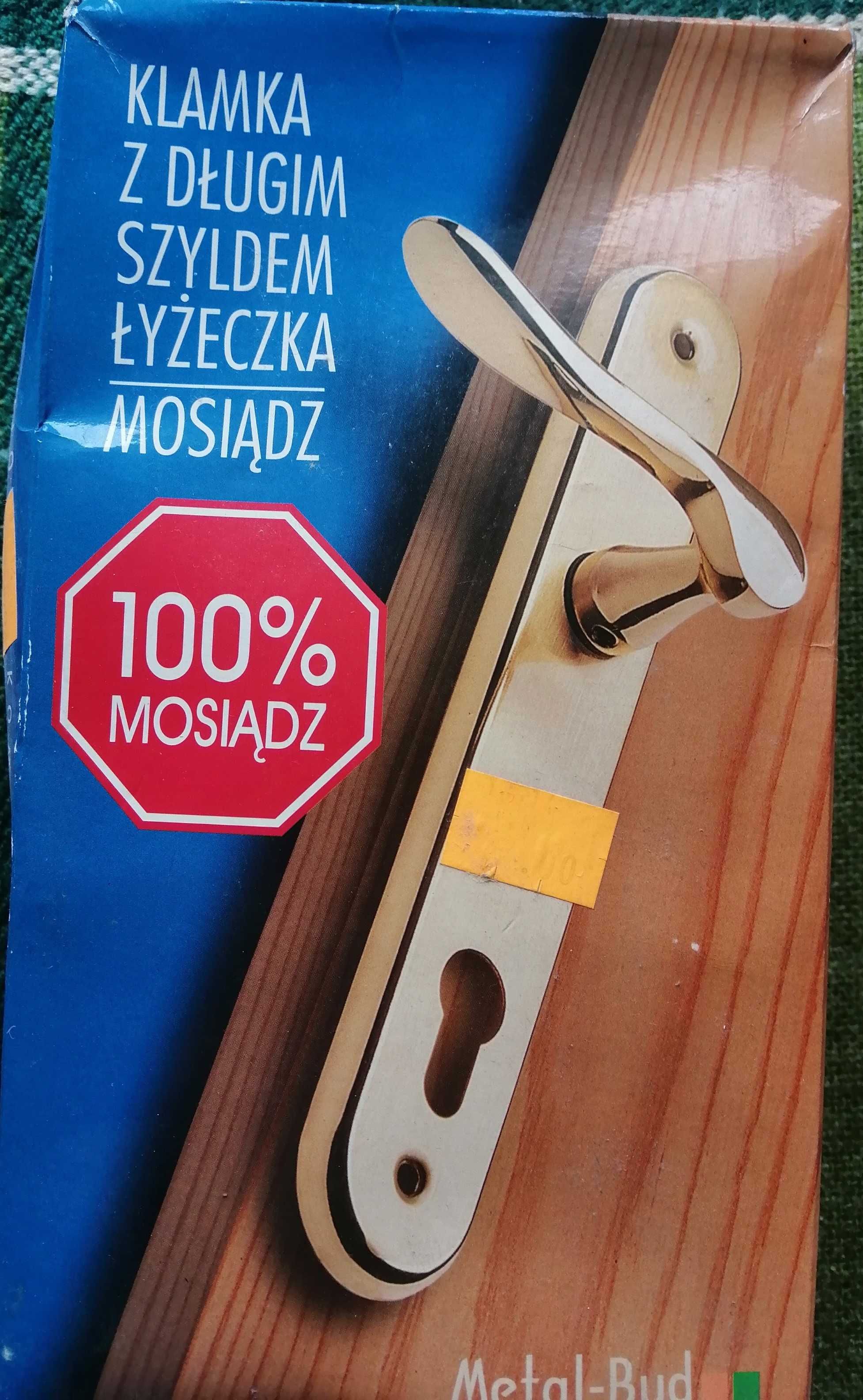 klamka z szyldem łyżeczka nowa 100% mosiądz Metal-Bud Polska
