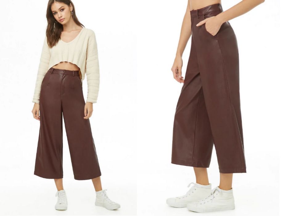 Кюлоты из искусственной кожи кожзама Forever 21