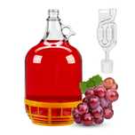 Gąsior - 5 l - balon, dama na wino w koszyku + korek + rurka