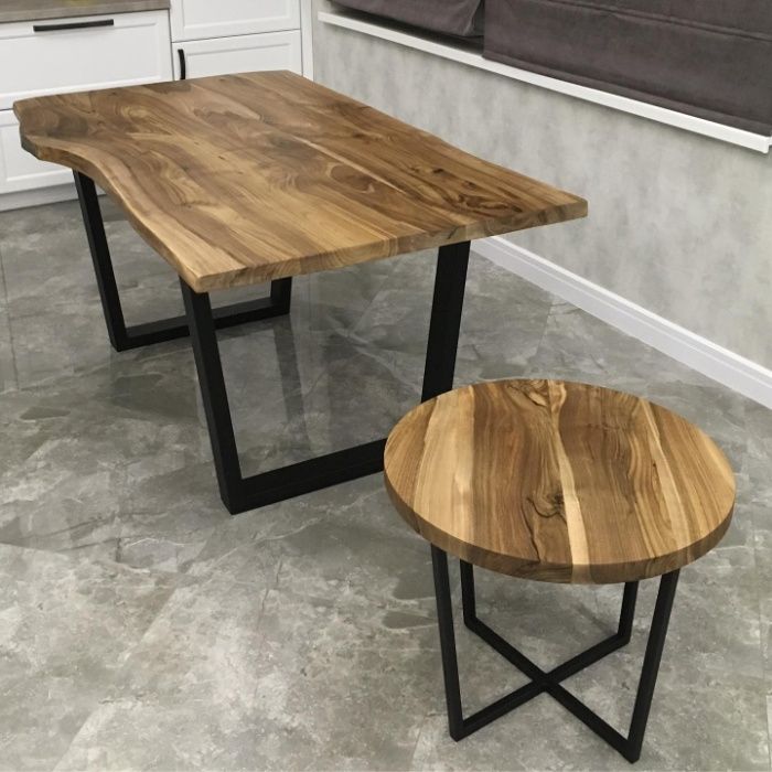 Удивительный стол из массива ореха в стиле live edge, loft в Киеве