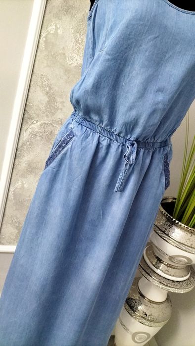 Sukienka jeansowa bawełniana L długa maxi
