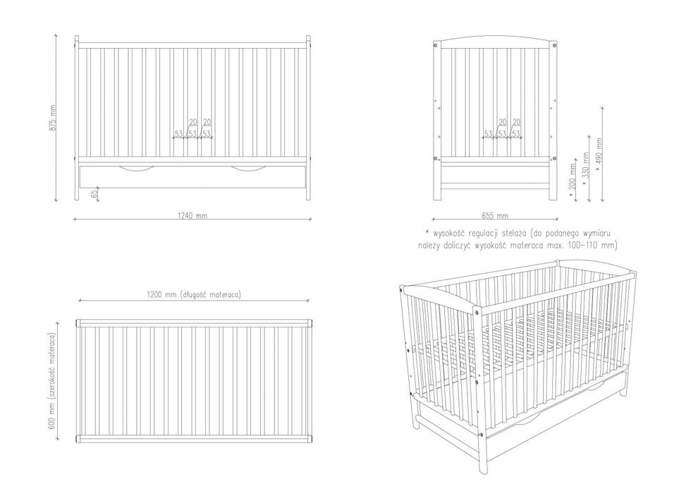 Łóżeczko z materacem