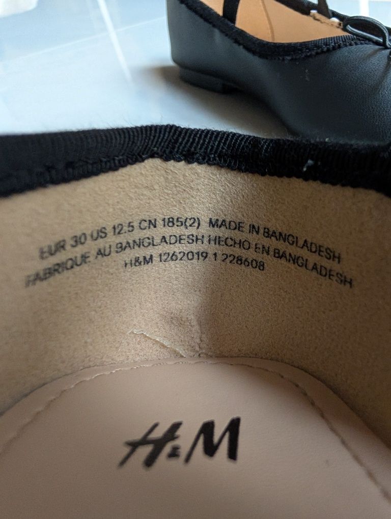 Baleriny buty czarne H&M r. 30 dł. Wkładki 18,5cm