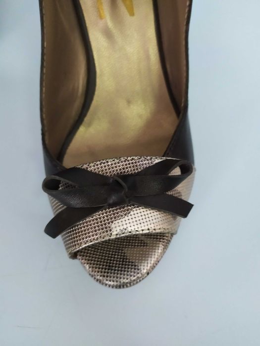 Sapatos senhora, pele genuína, modelo Peep Teo, 37