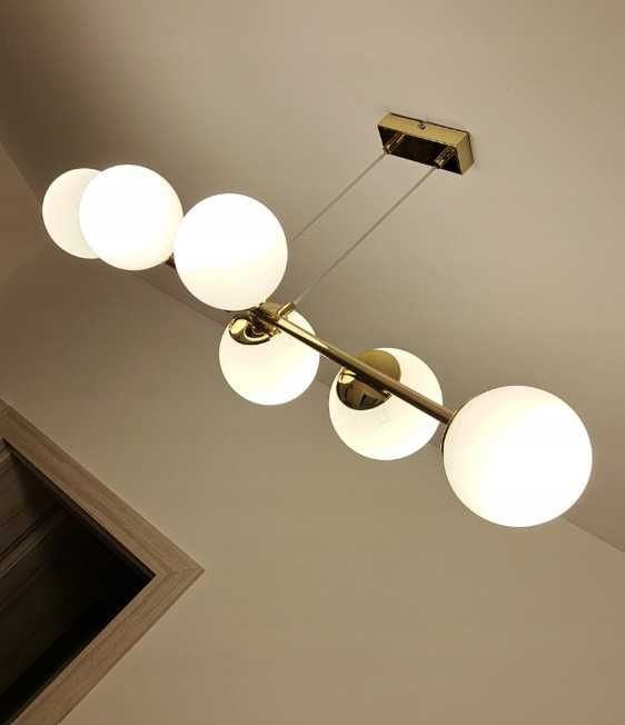 Lampa Żyrandol Nowoczesny Glamour Wisząca Złota Sześć Kloszy