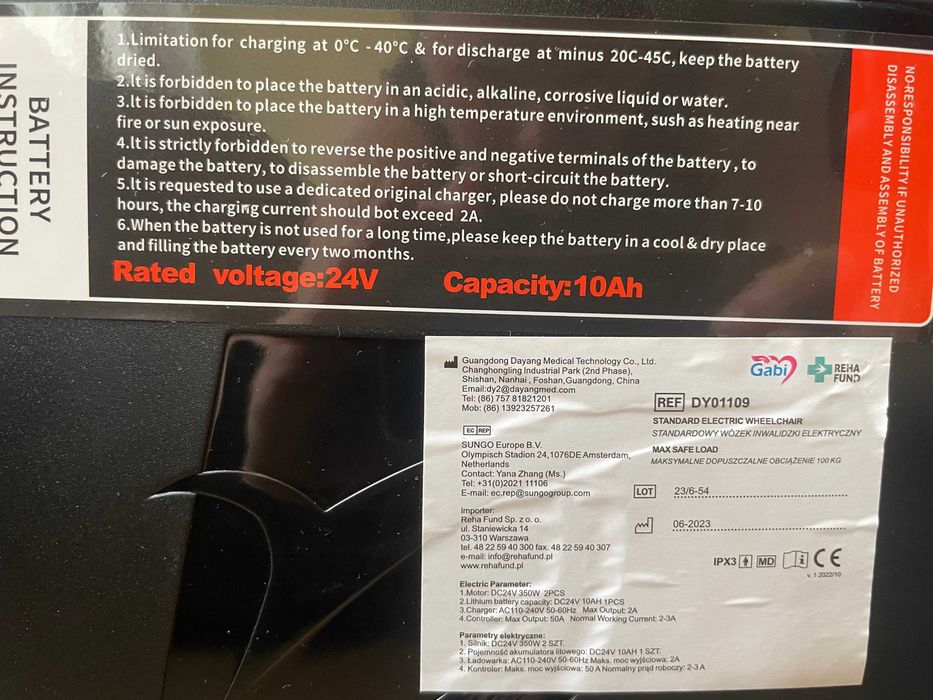 Wózek inwalidzki elektryczny standardowy DY01109