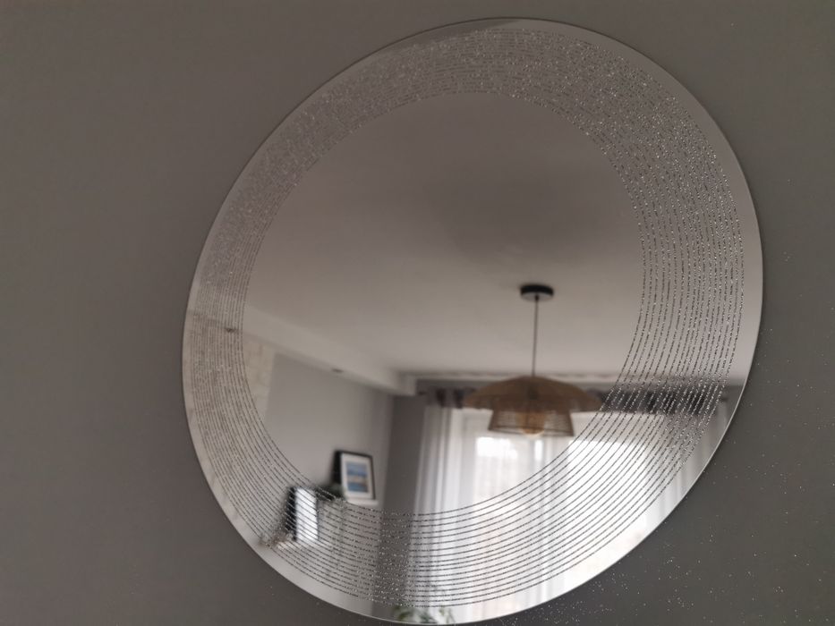 Lampa sufitowa kryształki glamour+lustro okragłe