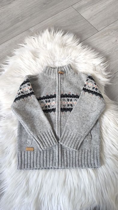 Sweterek sweter chłopiec chłopięcy 104 szary zapinany zimowy Reserved
