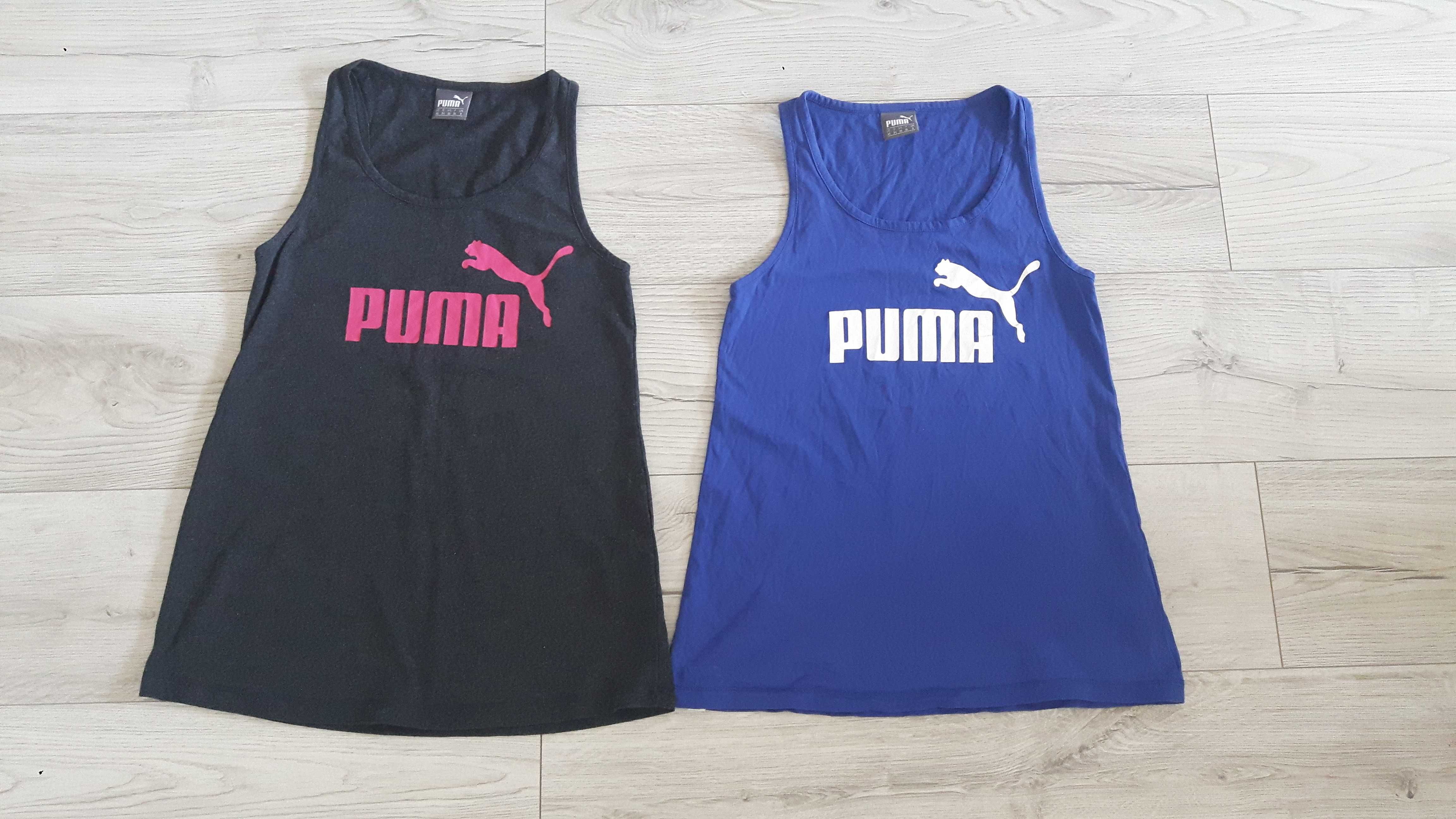 Koszulka jak nowa Puma niebieska z białym napisem, r. S