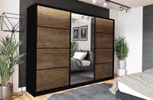 Szafa przesuwna Black 150x205x56 z lustrem i 4xszuflada