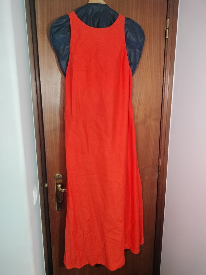 Vestido vermelho linho Massimo Dutti