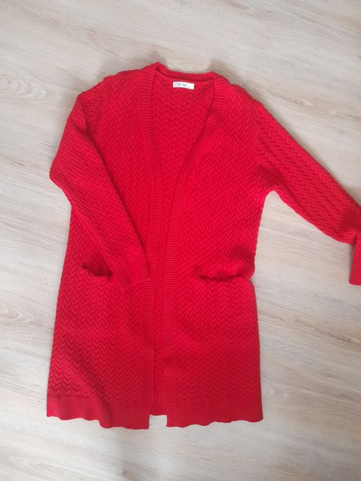 Kardigan czerwony długi