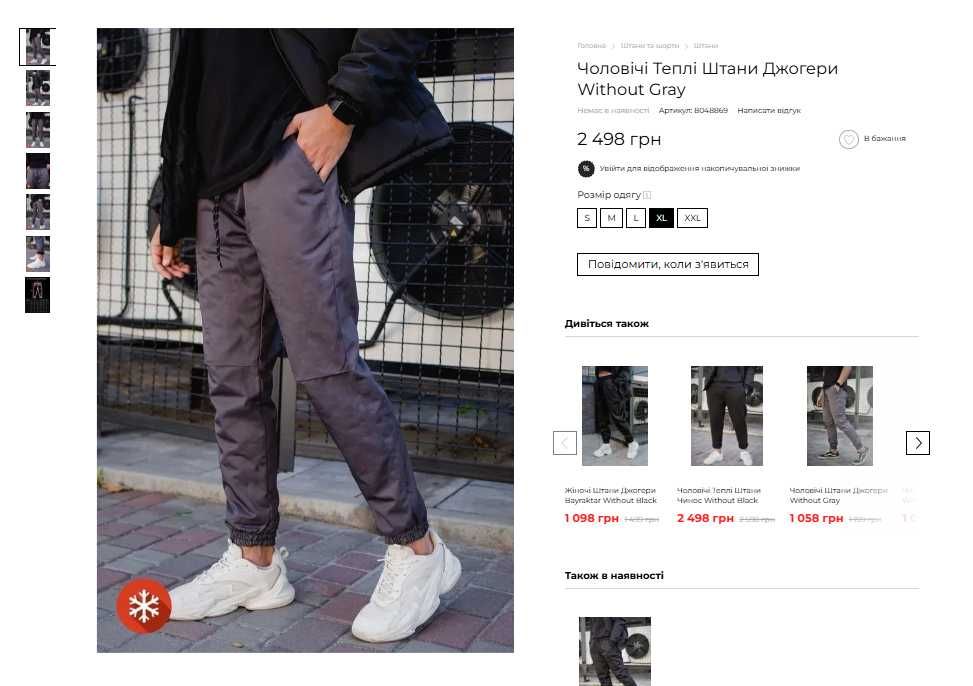 Чоловічі теплі штани джогери Without Grey. Нові, зимові