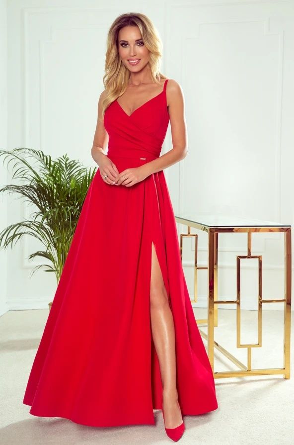 Nowa sukienka czerwona maxi na wesele komunię chrzciny święta  S L XL