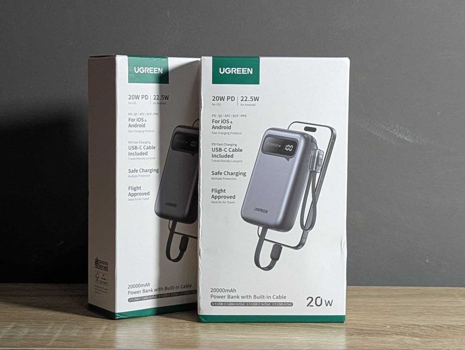 Зовнішній акумулятор (павербанк) UGREEN PB525 20000mAh 22.5W Black