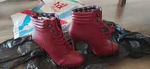 Nowe botki sznurowane bordowe bon prix r.39