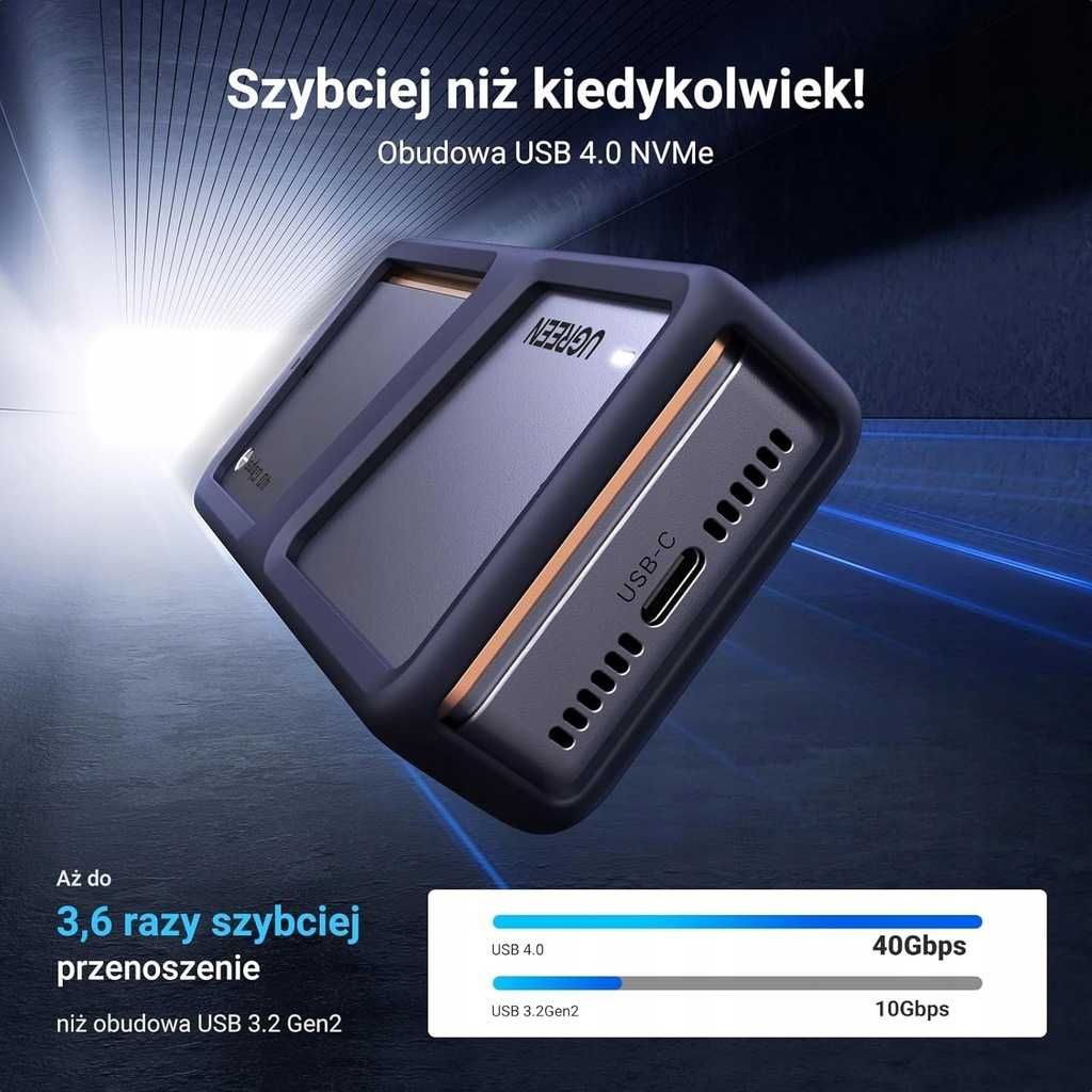 UGREEN 15976 Obudowa 40 Gbps M2 SSD, USB M2 SSD, wydajne chłodzenie