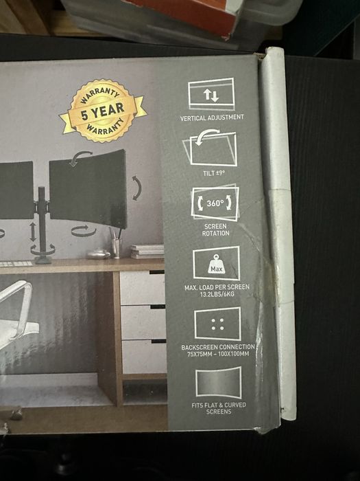 Dual monitor desk mount