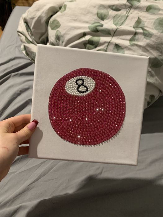 Obraz bila kula do bilarda 8 różowa 20x20cm