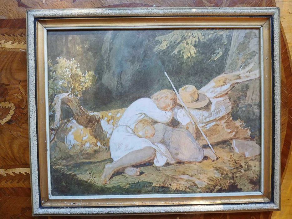 Obraz reprodukcja DZIECI ŚPIĄCE W LESIE Wojciech Gerson w ramie 39x32