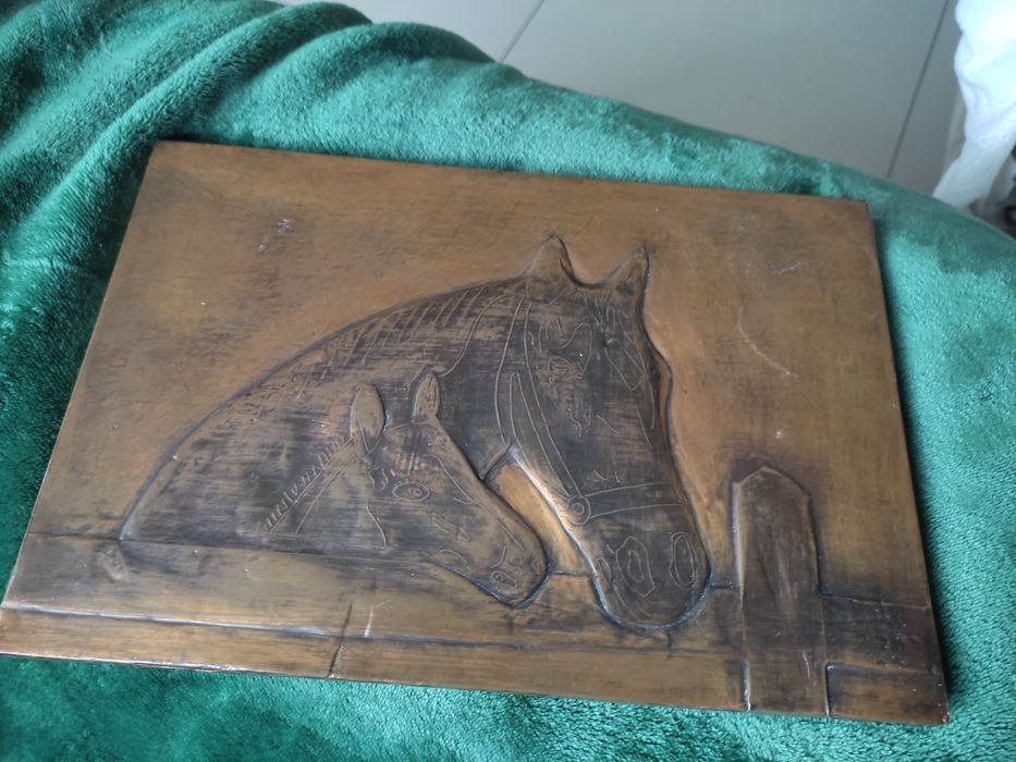 Miedzioryt obraz konie