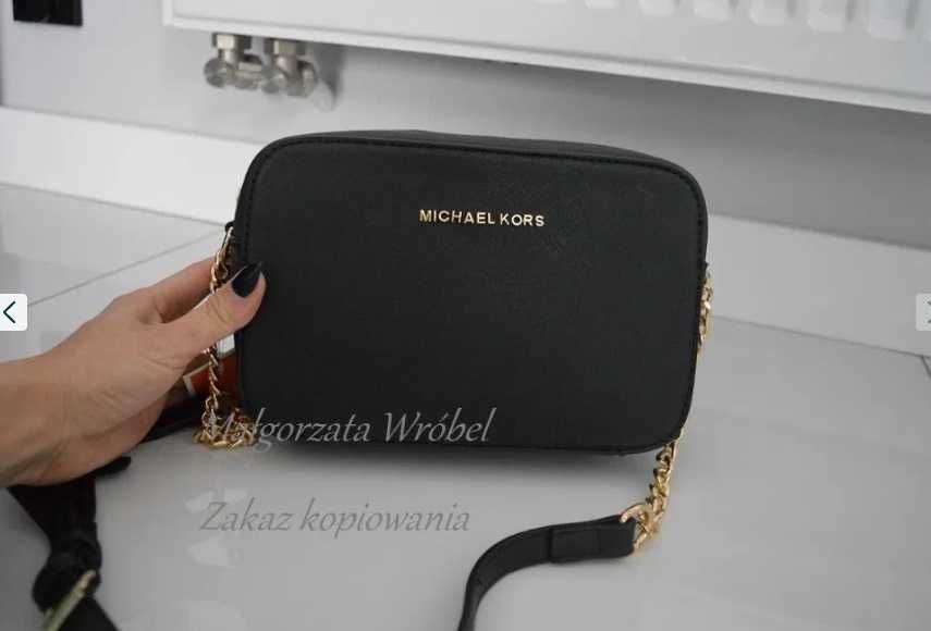 MICHAEL KORS mała JET SET torebka listonoszka black czerń z paskiem