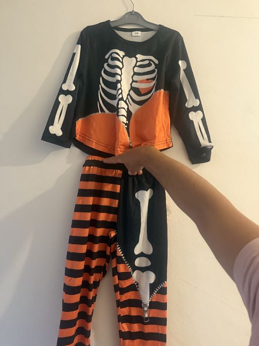Fato esqueleto halloween 3 anos