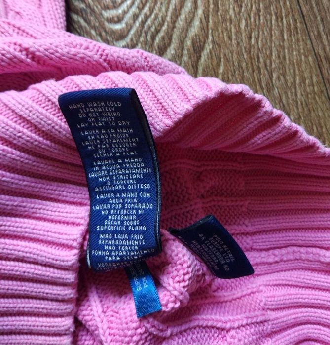 Розовый женский вязаный джемпер свитер Polo Ralph Lauren размер S-M