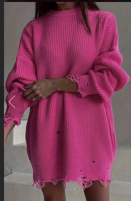 Туника вязанная розовая