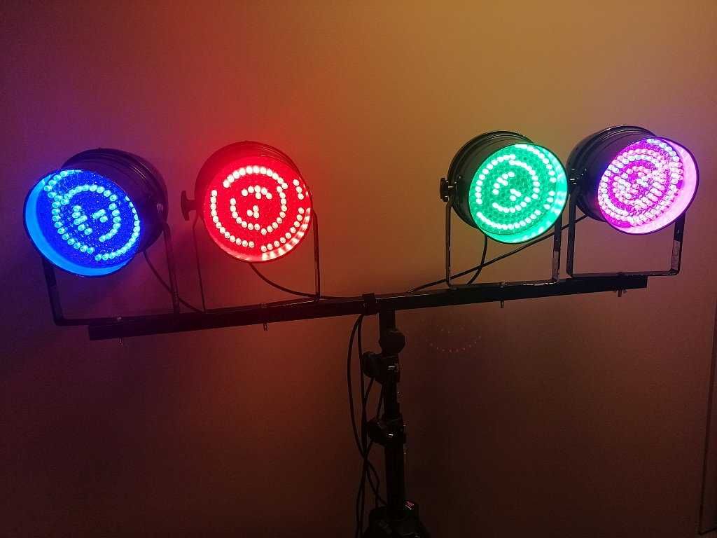 4x Reflektor Eurolite PAR-64 LED RGB czarny DMX/Auto/Audio - disco DJ