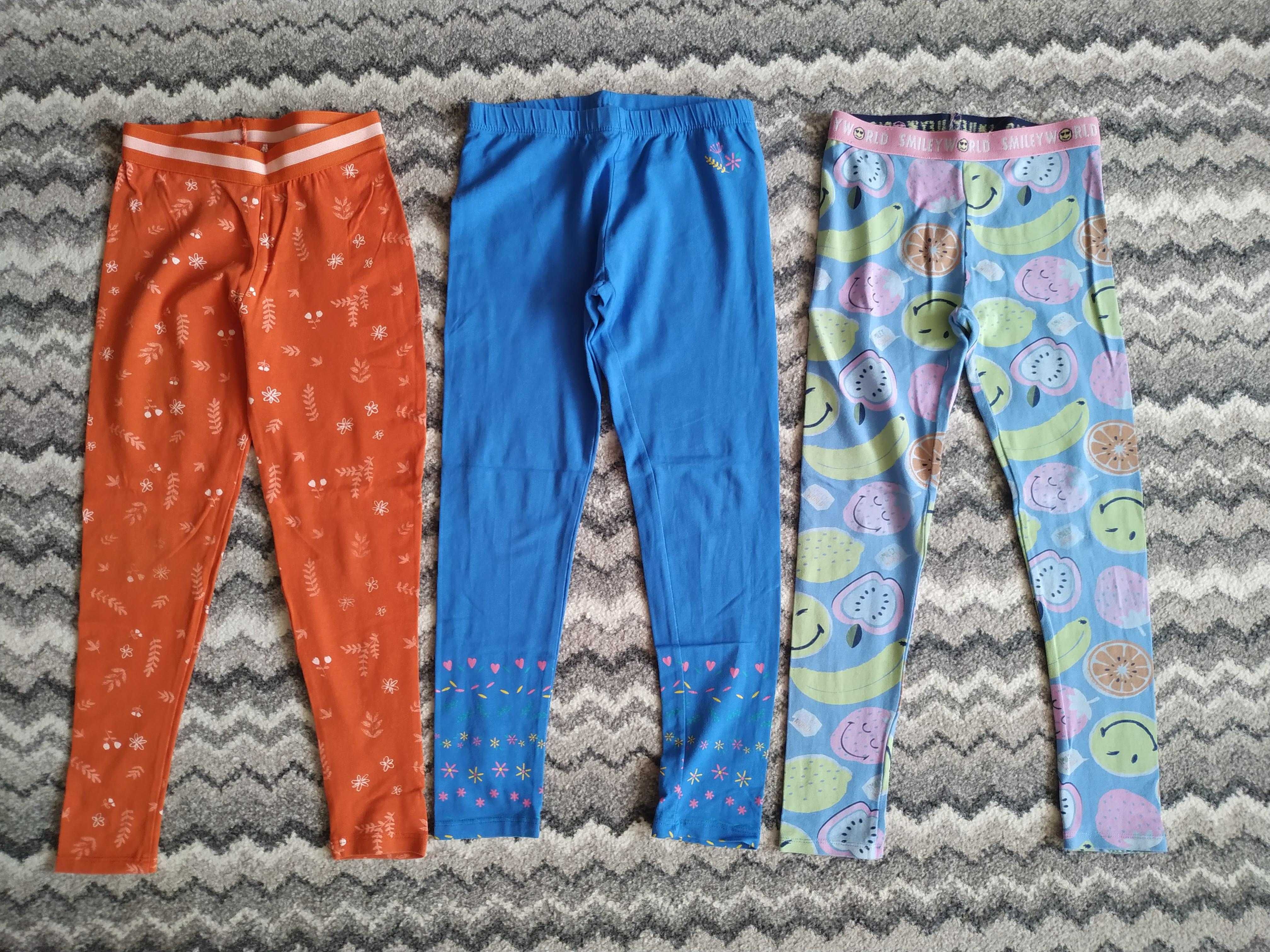 Dziewczęce legginsy, zestaw 3 szt., rozmiar 128