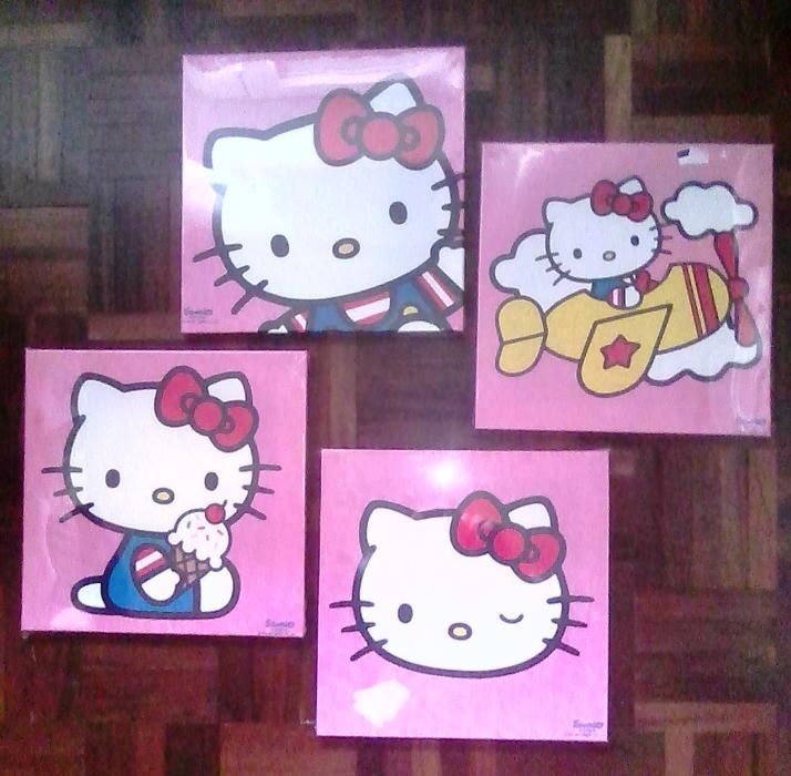 Hello Kitty, colecção de 4 quadros 25 x 25cm (novos e plastificados)