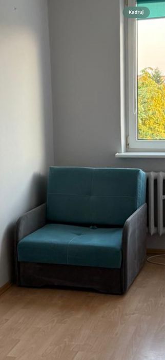 Kanapa jednoosbowa rozkladana w kolorze szaro turkusowym