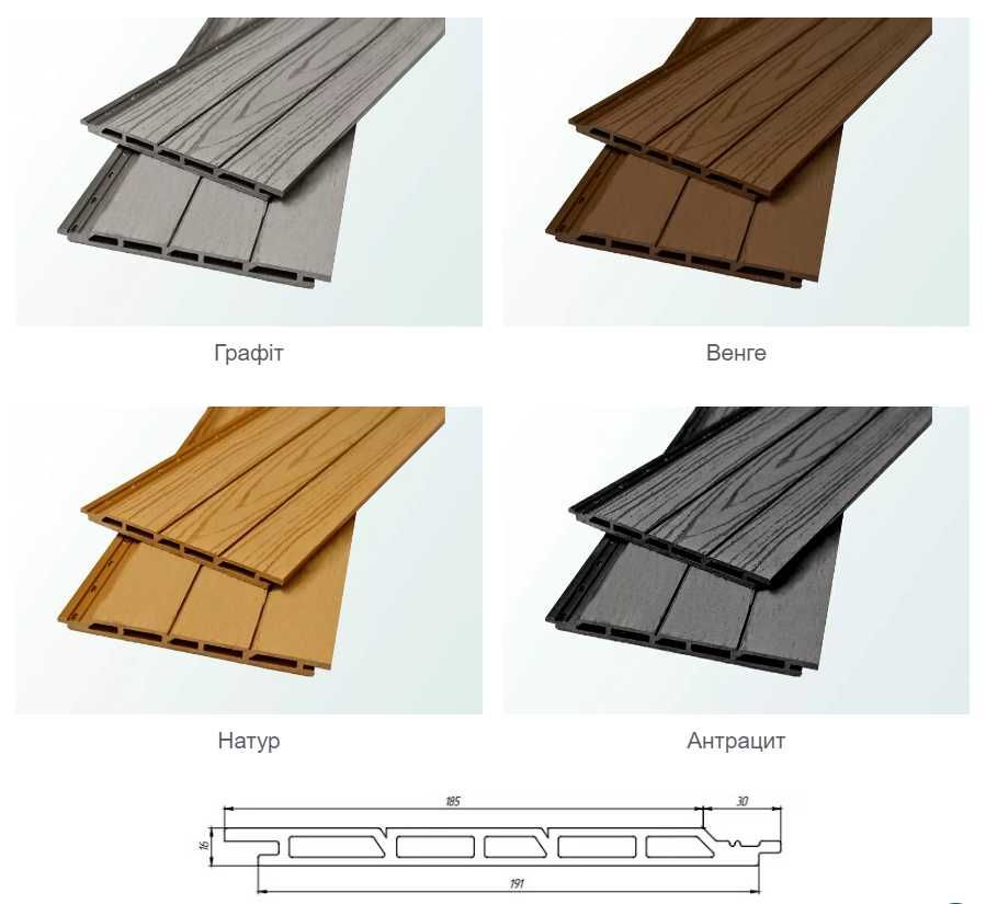 Сайдинг з ДПК фасади забори 2 обработки поверхности