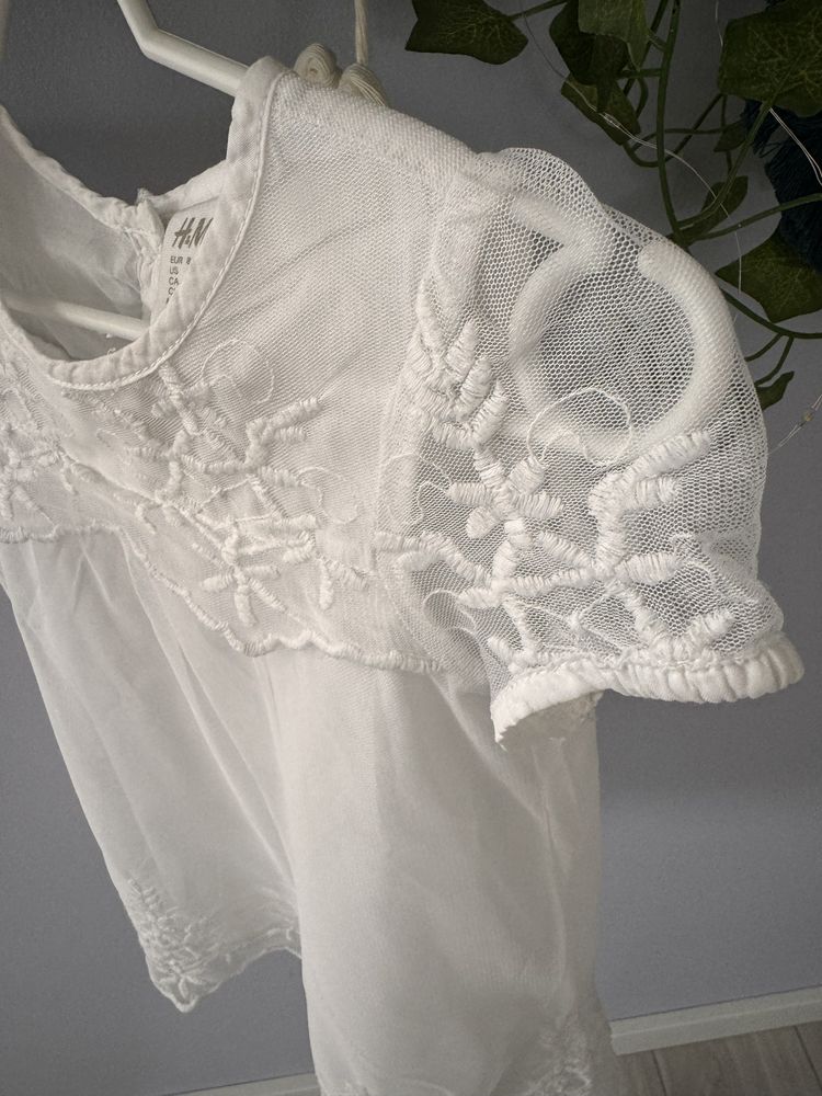 Sukienka biała na chrzest z koronką H&M roz. 80