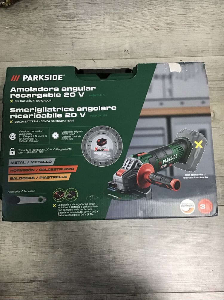 Akumulatorowa szlifierka kątowa PARKSIDE 20V PWSA 20Li-F4
