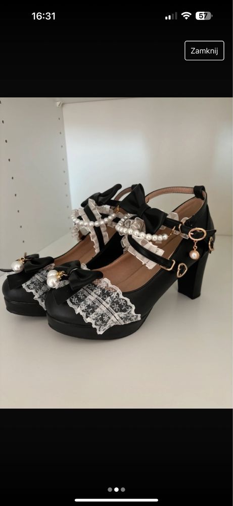 buty coquette lolita czarne