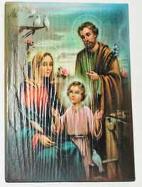 Święta Rodzina Obraz klasyczny retro na drewnie 21 x 30