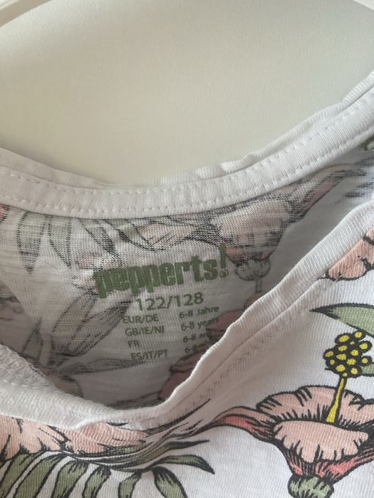 Bluzeczka biała dla dziewczynki w kwiatki kolorowa śliczna bawełna