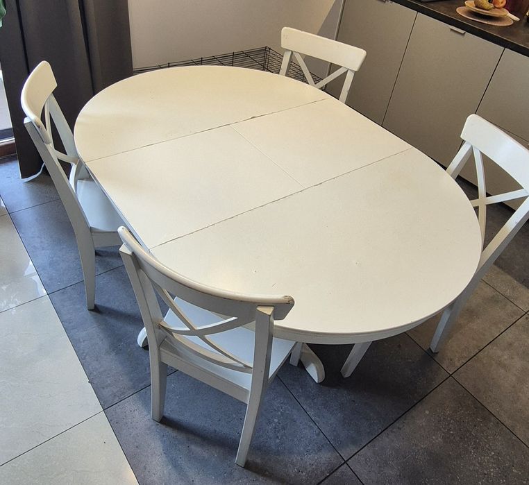 Stół okrągły 6 krzeseł rozkładany IKEA