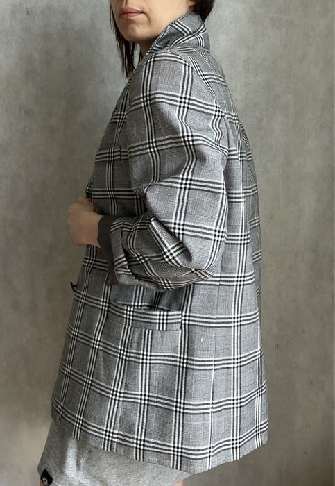 Marynarka damska oversize prl retro szara kratka
