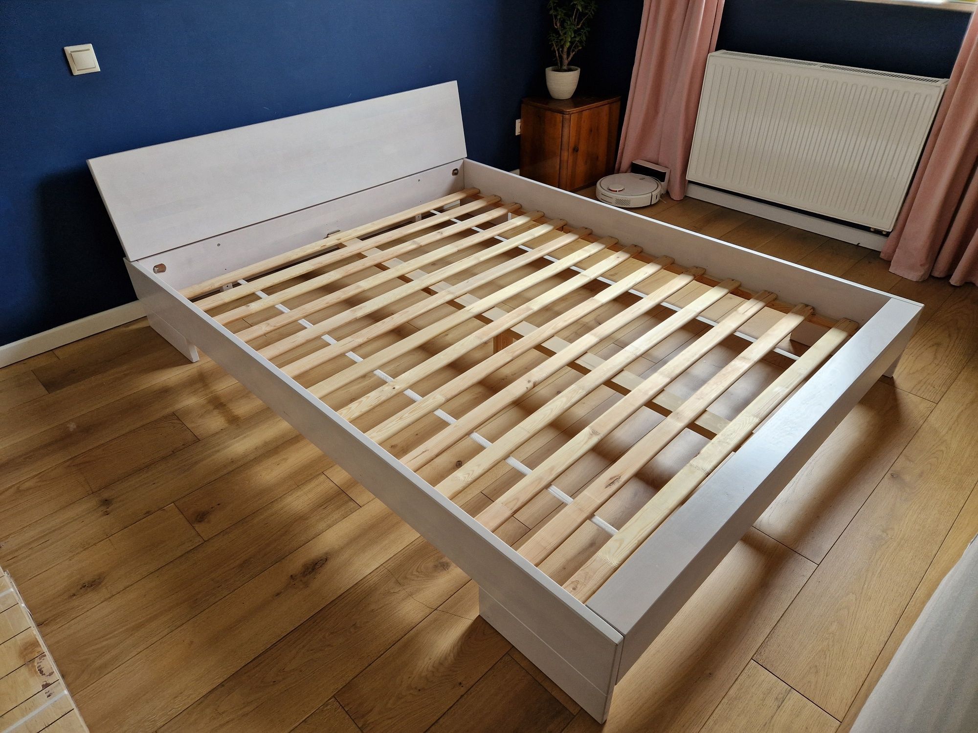 Łóżko drewniane bukowe białe 160 x 200 cm