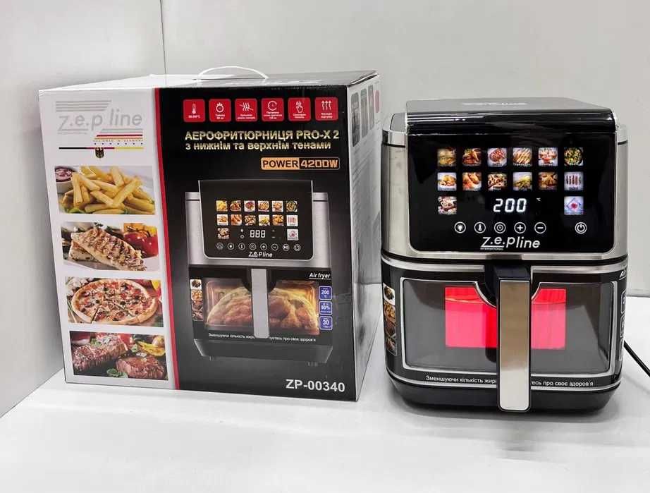 Новинка! 13 литров! Аэрогриль ZP-00340 ДВА ТЭНА! аерогриль фритюрница