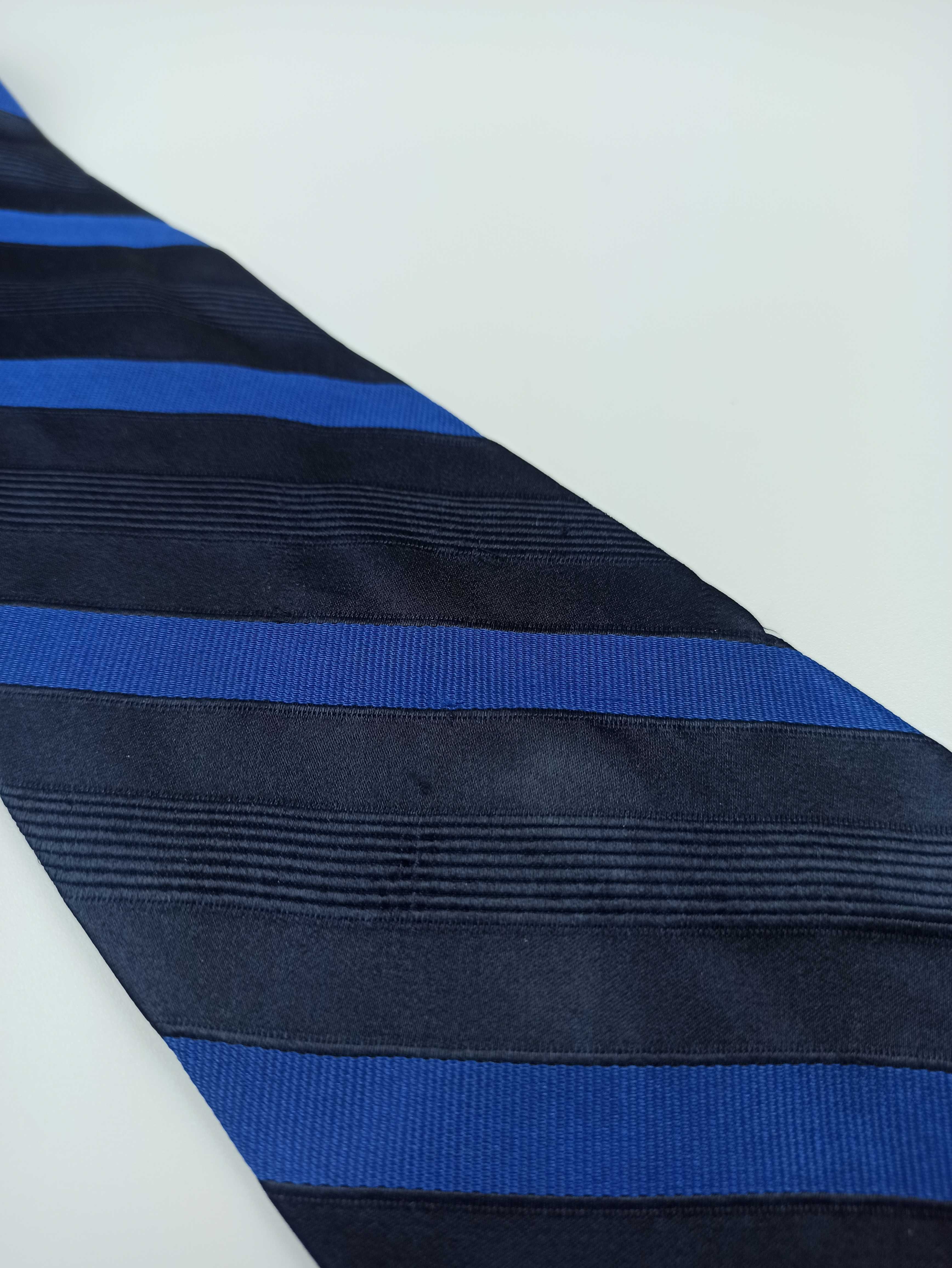 Carnaval De Venise czarny niebieski jedwabny krawat w paski fa26