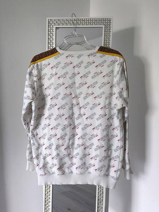 Biała bluza Fendi z lampasem logowana